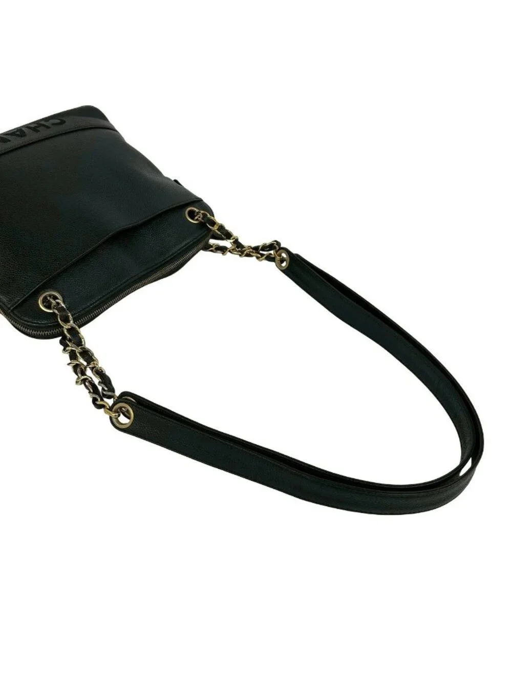 Chanel Card Vintage Caviar Leather Shoulder Bag Tote Black